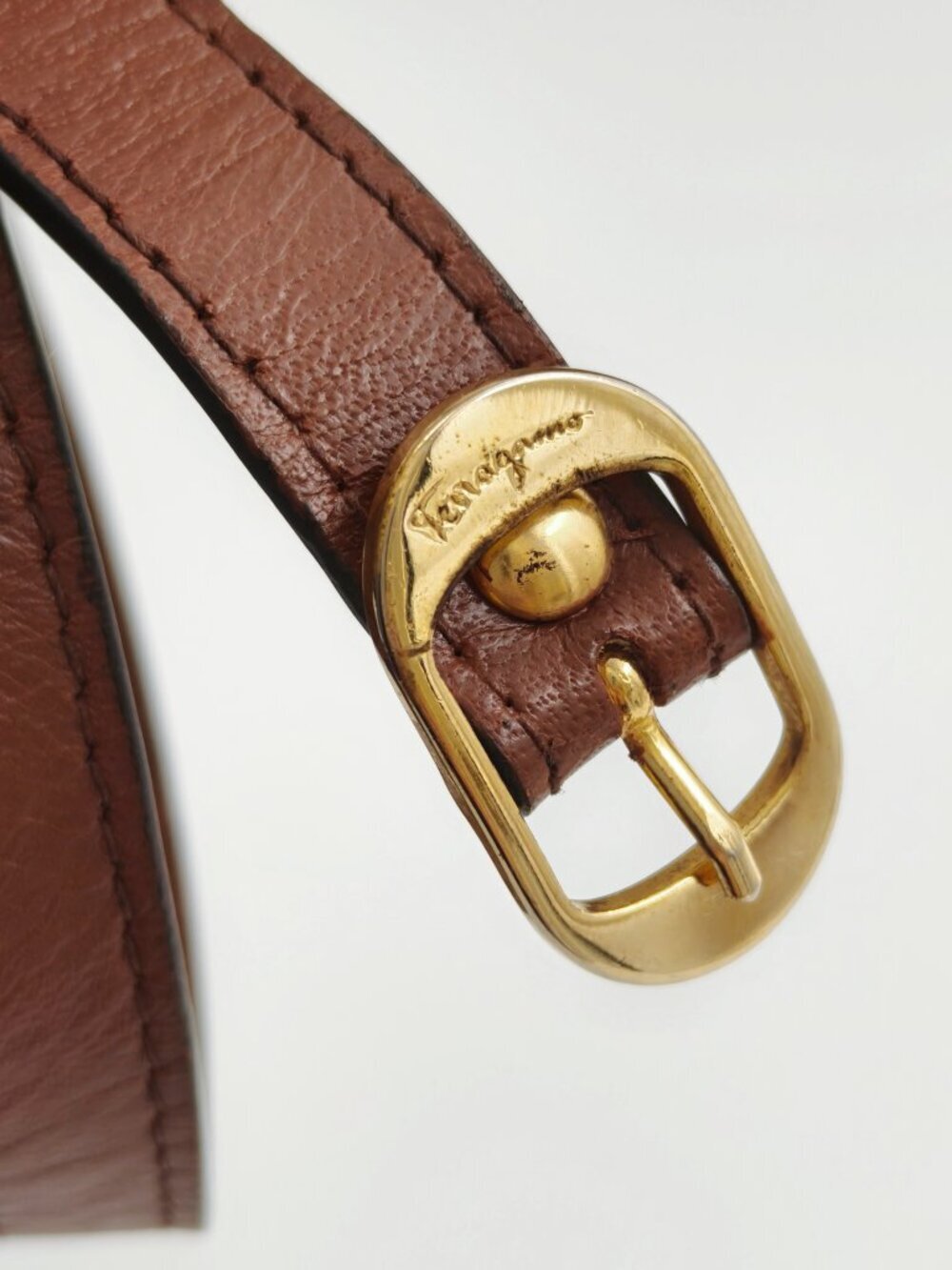 Vintage Salvatore Ferragamo Monogram Suede Leather Top Handle Crossbody Bag Brow - Picture 11 of 15